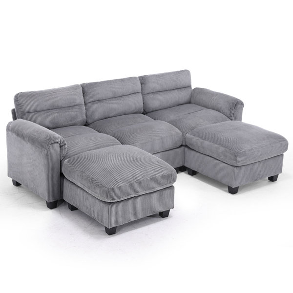 Latitude Run® 6Piece Corduroy Upholstered Modular Sectional, 2